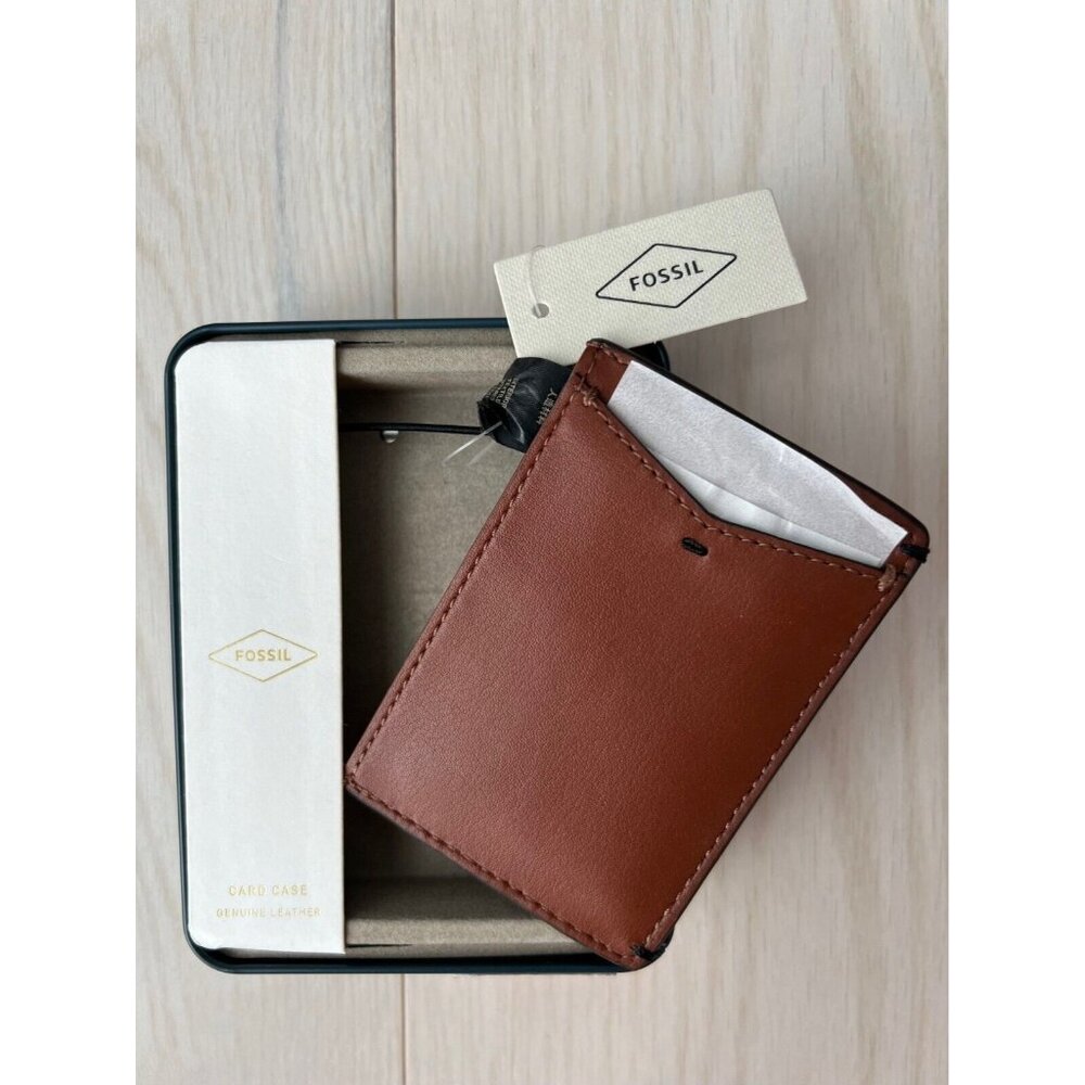 Fossil Joshua Vegan Cactus Slim Card Case Front Pocket Wallet Brown